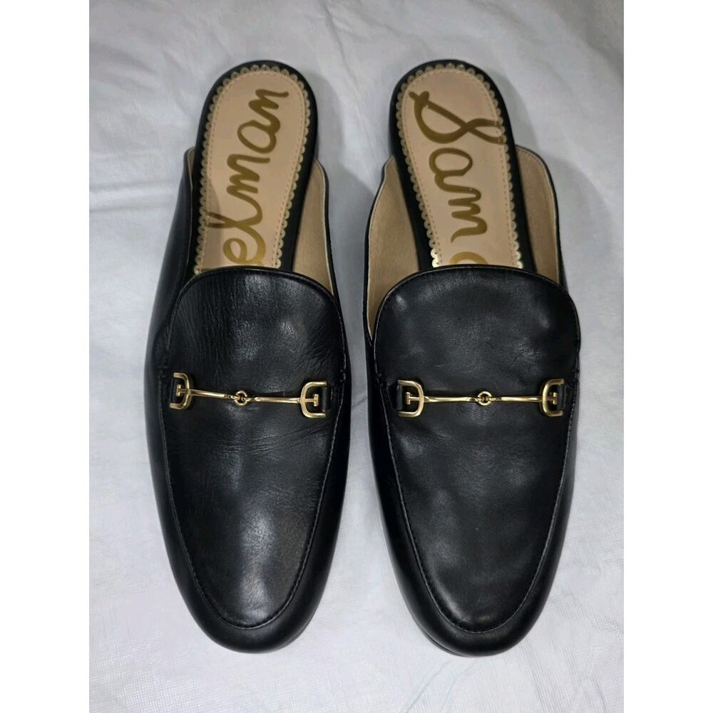 SAM EDELMAN LOUNETTE Black Leather Slip On Mules Women Size 9 M